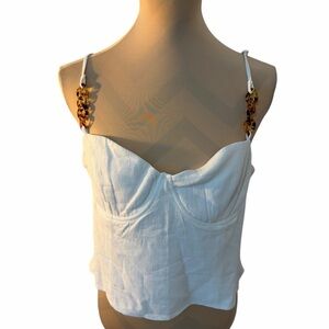Lulus White Bustier Cami with Tortoiseshell Straps | XL